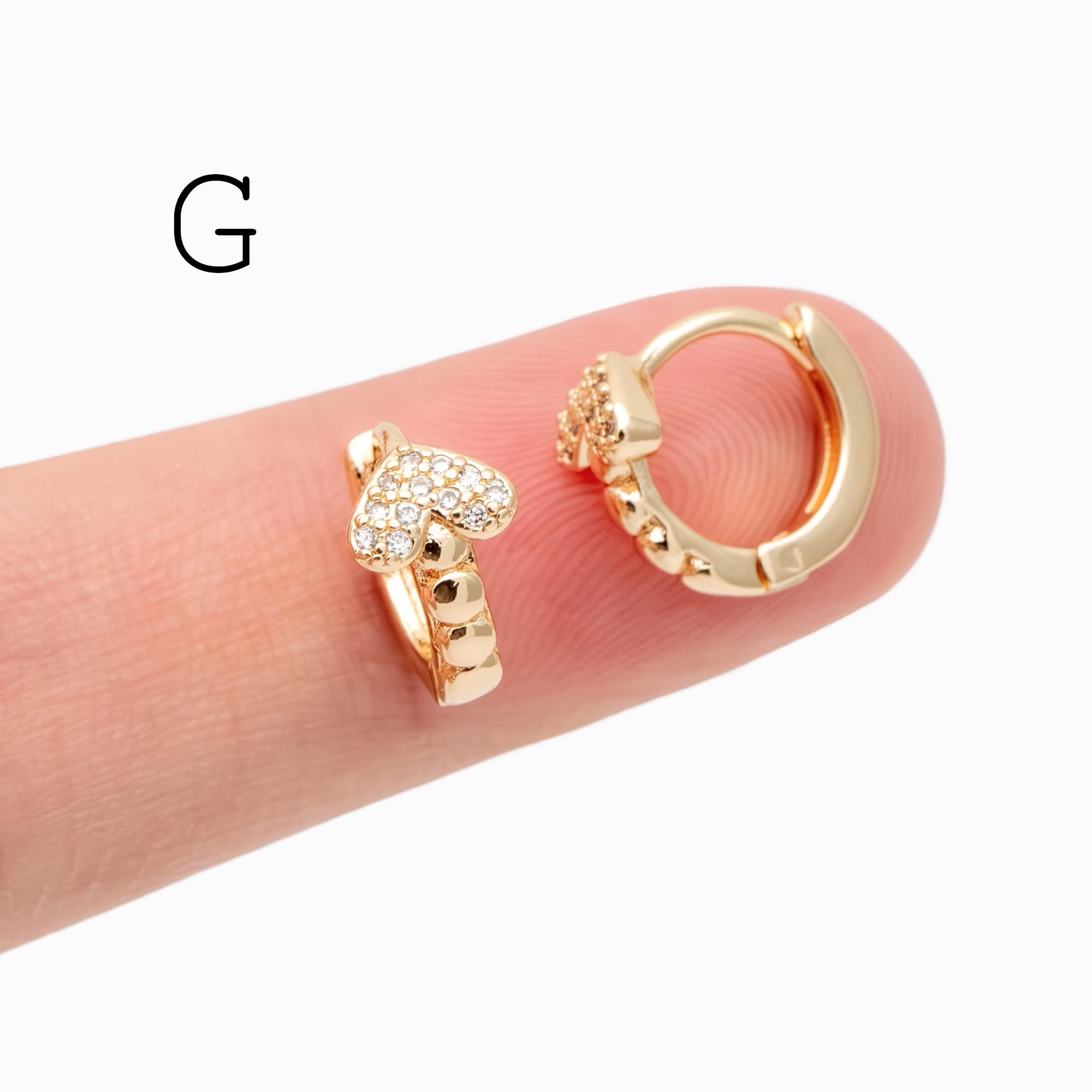 4pcs CZ Pave Tiny Hoop Earrings , Dainty Huggie Earrings, Minimalist Earring, Small Gold Hoops Earring (GB-3477)